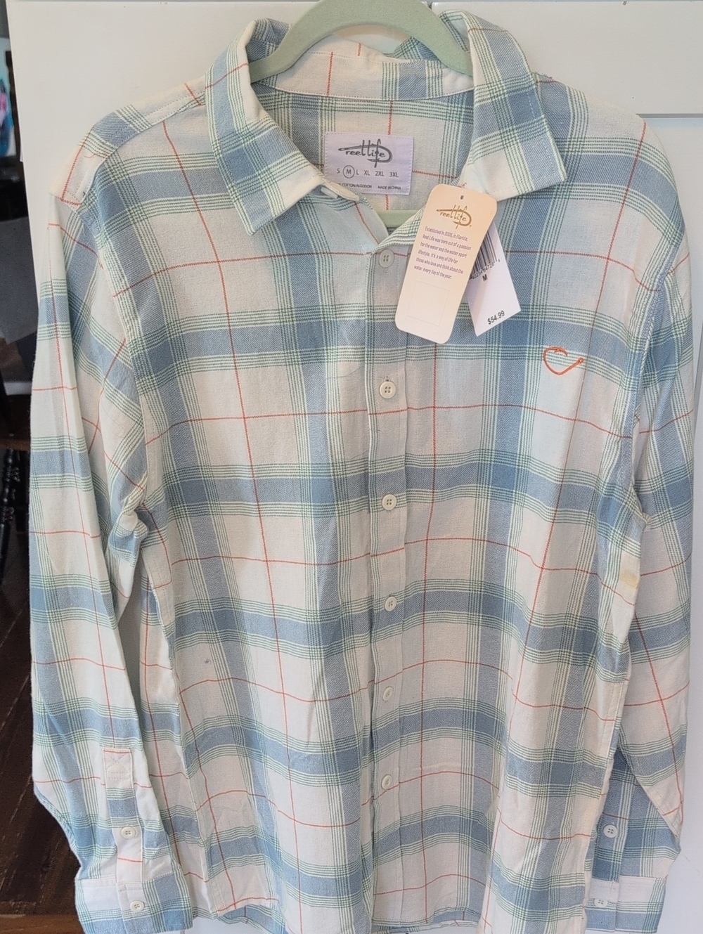 Reel Life Long Sleeve Flannel Shirt In A Size Medium New With Tags